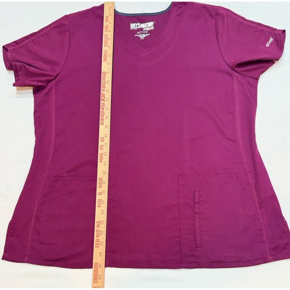 Grey's Anatomy Scrub Top Size XLarge Women Wine Preowned - Picture 5 of 6